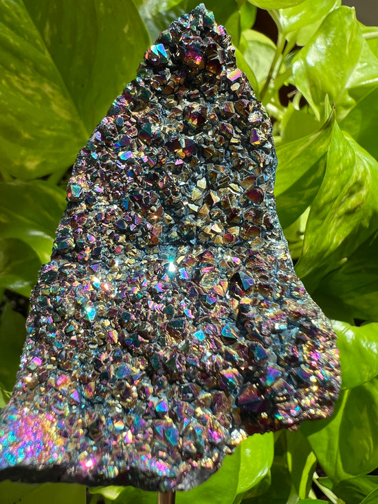 Rainbow Aura Titanium Plant Crystal