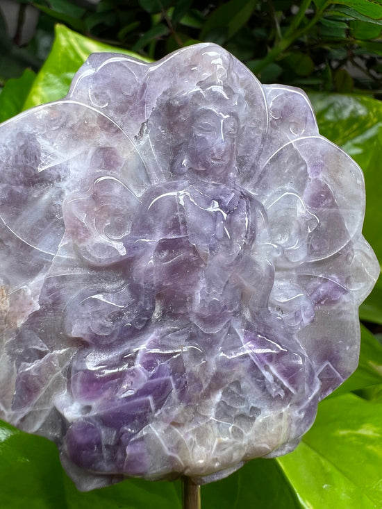 Kuan Yin Lotus Flower Amethyst Plant Crystal