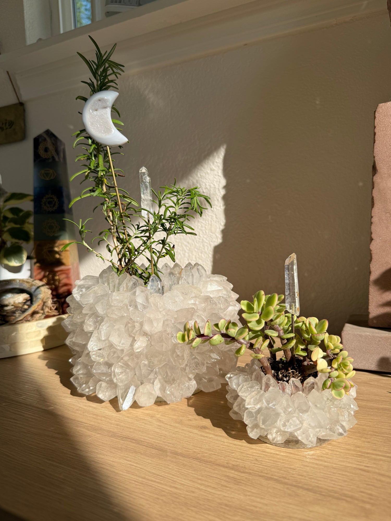 crystal plant pot Clear Quartz Crystal Planter Pot