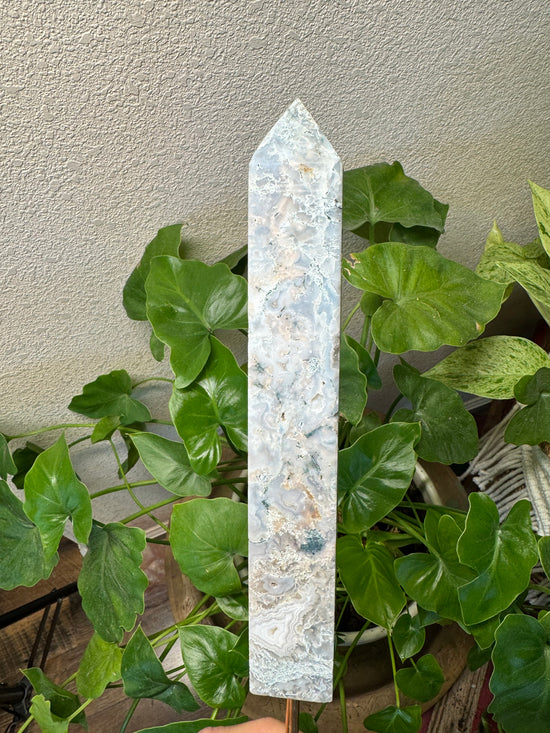 Blue Lace Moss Agate Tower