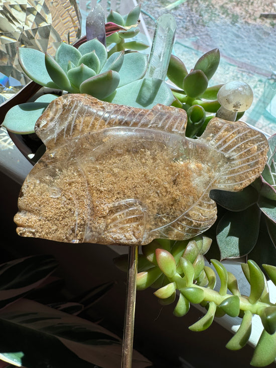 Garden and Gold Rutile Quartz carved fish