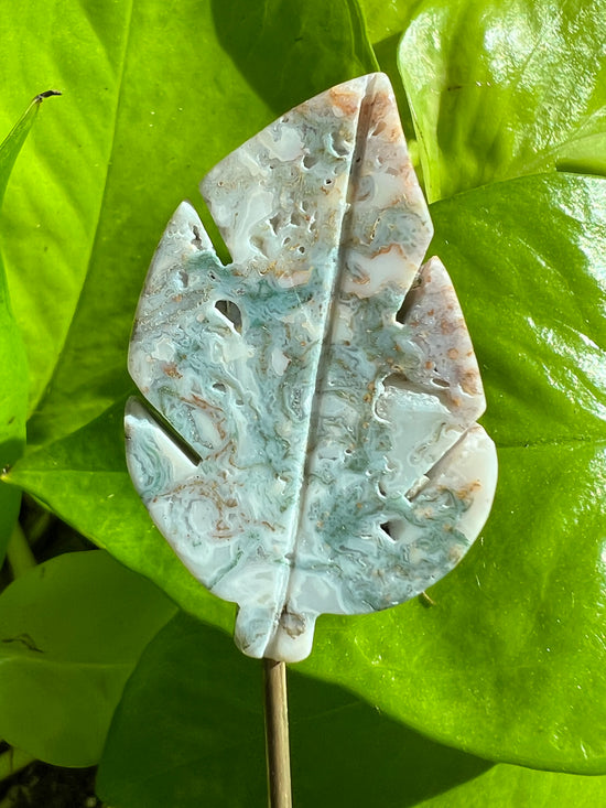 Serenity Moss Agate Leaf Plant Crystal