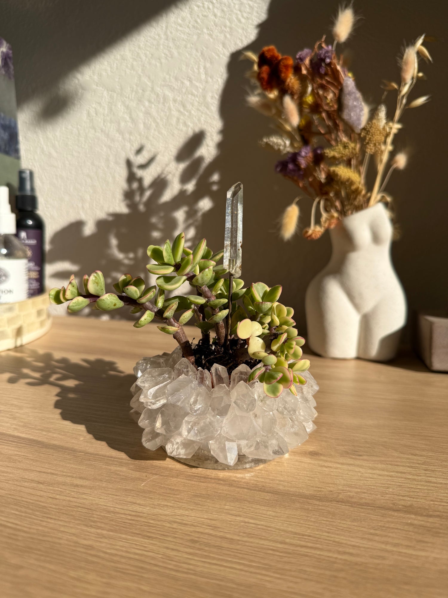crystal pots for plants Clear Quartz Crystal Planter Pot