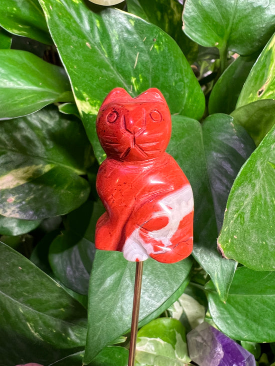 Red Jasper Cat Plant Crystal