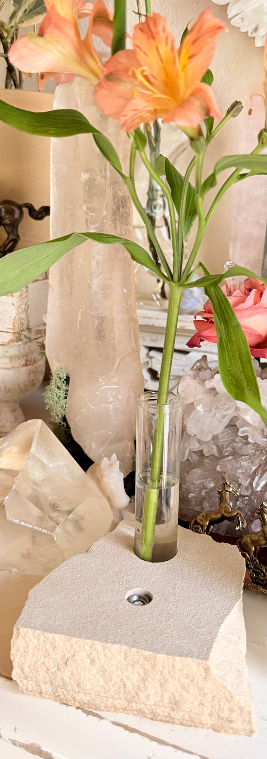 Enlighten Sandstone Altar Base with Single Vase