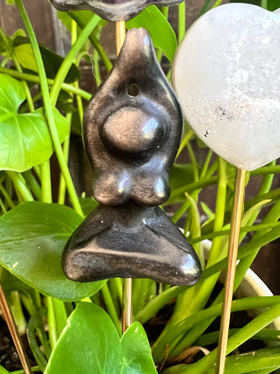 Black Obsidian Mini Yogini Plant Crystal