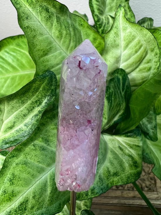 7/9 Pink Agate Tower Plant Crystal